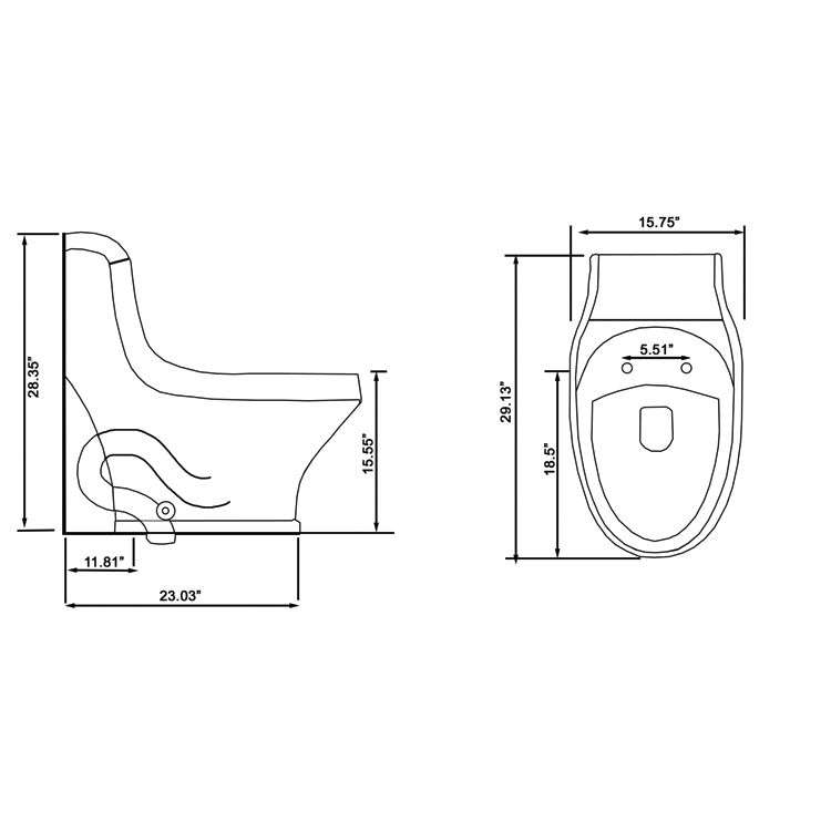 ARIEL ADONIS TB133M MODERN ONE PIECE ELONGATED BOWL TOILET WITH