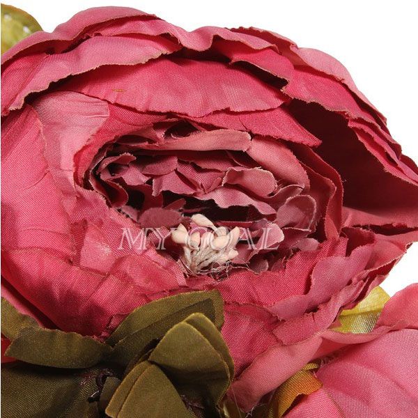 1 Bouquet Artificial Peony Silk Flowers Fake Leaf Home Wedding Party