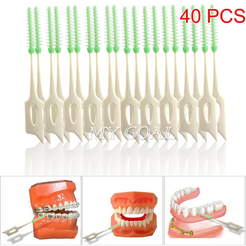 40 Pcs Soft Clean Between Interdental Floss Brushes Dental Oral Care