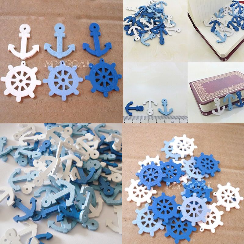 50/100x Wooden Sea Anchor Wheel Nautical Craft Scrapbooking