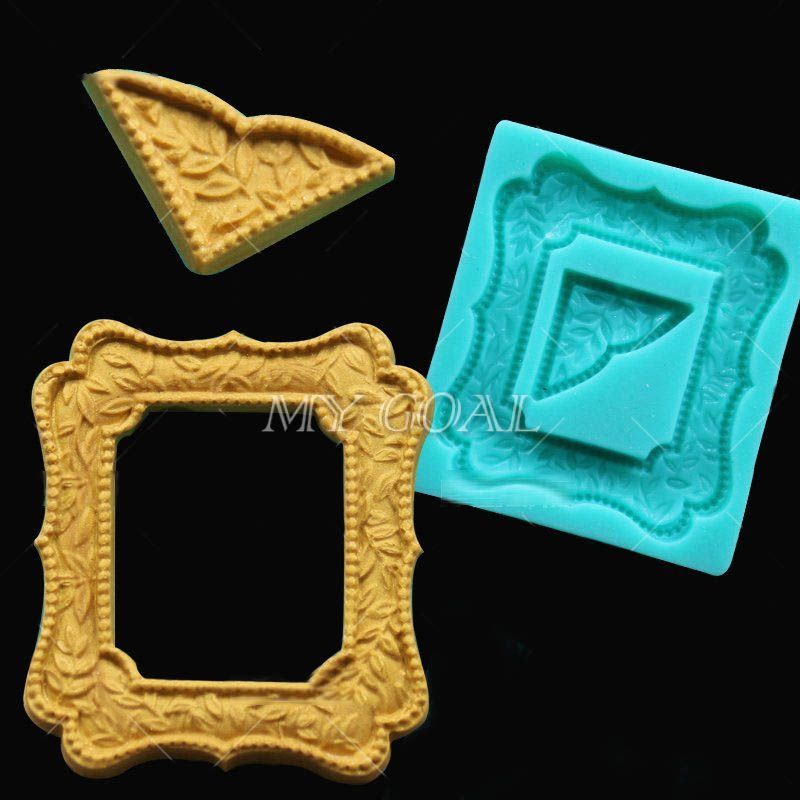 3D Mirror Photo Frame Vintage Silicone Fondant Mould Cake Decor Sugar