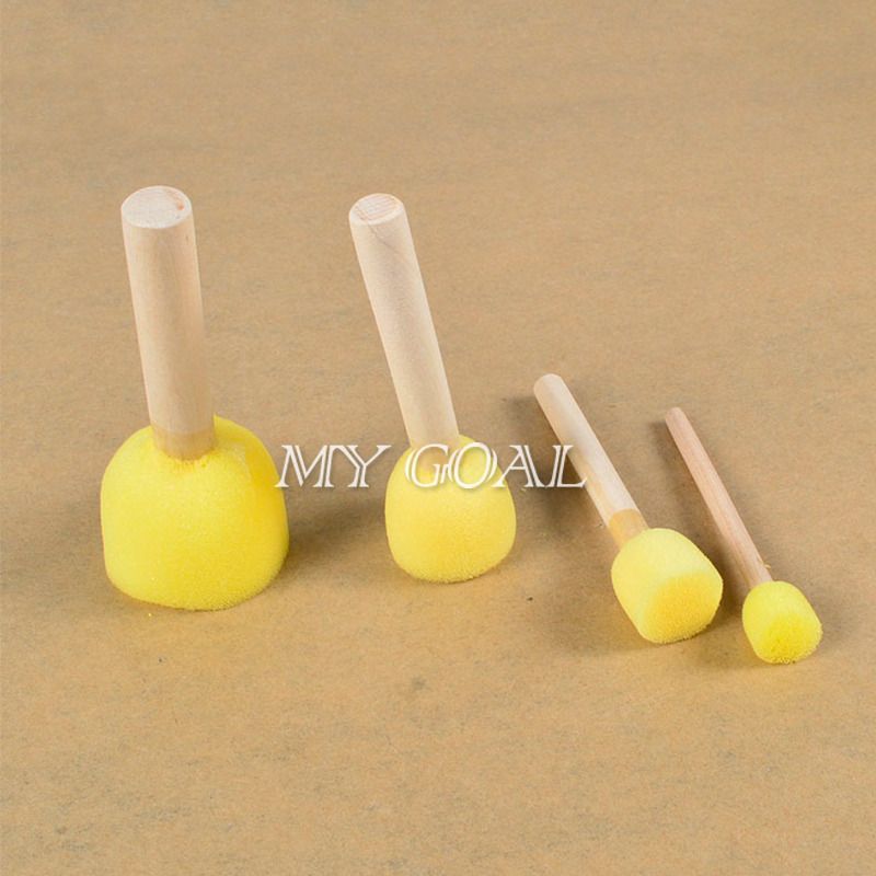 4X Sponge Foam Brush Dabber Stencil Wooden Handle Furniture Craft Art