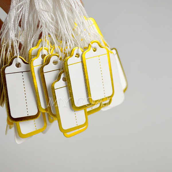500 Gold Strung String Tags Swing Price Tag Tickets Jewelry Tie On