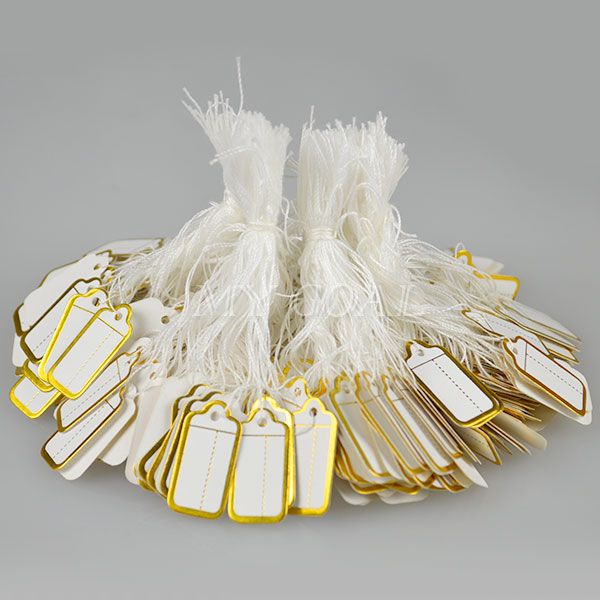 500 Gold Strung String Tags Swing Price Tag Tickets Jewelry Tie On