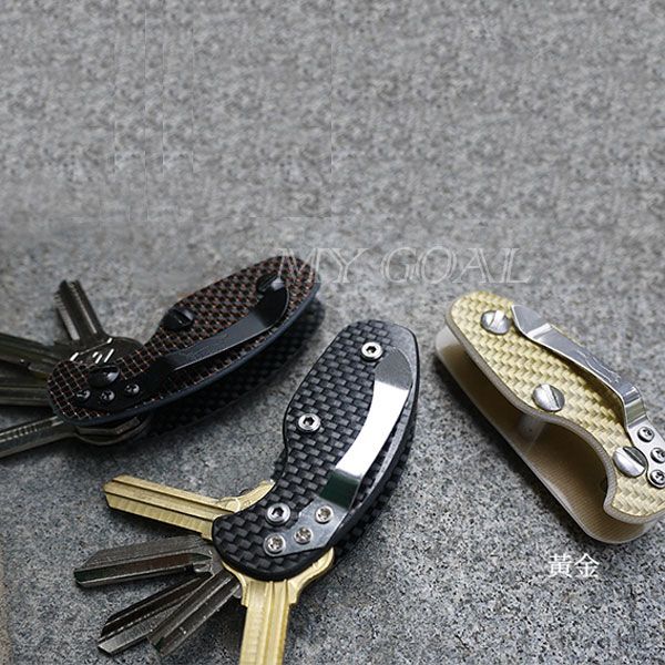 Carbon Fiber Key Holder Organizer Clip Folder Men Keychain EDC Pocket