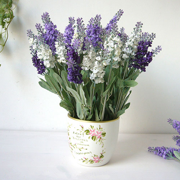 1 Bouquet Artificial Lavender Silk Flower Home Wedding Garden Floral