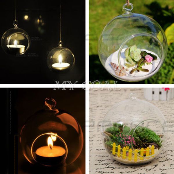 Clear Glass Hanging Candle Tea Light Holder Candlestick Wedding Party Home Decor eBay