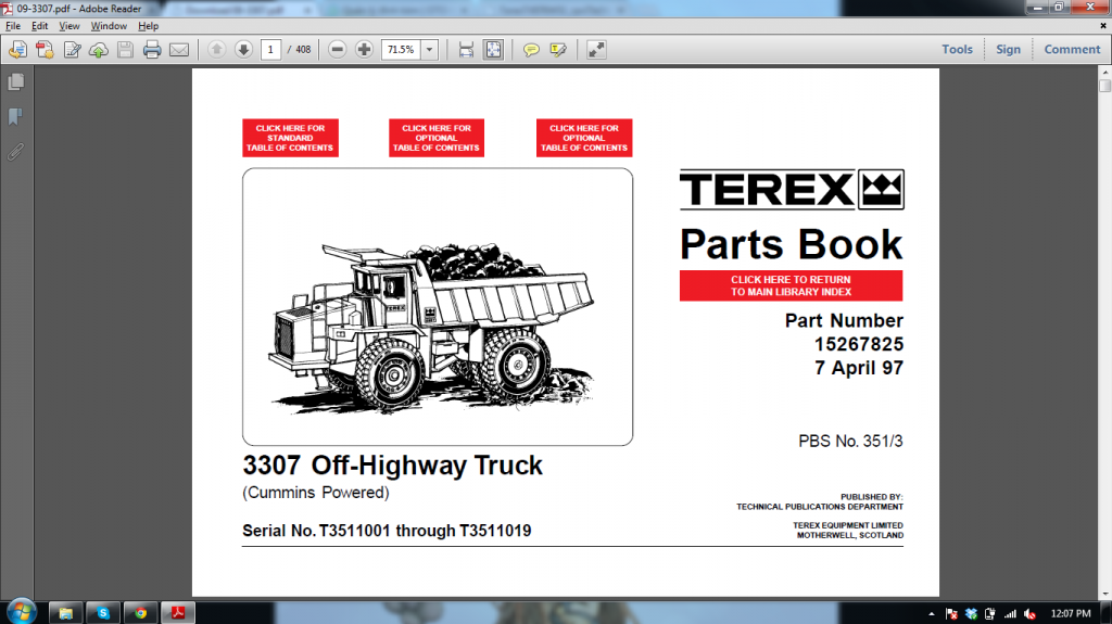 Part book highway truck 3307