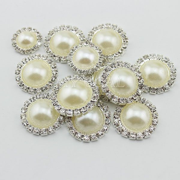 10PCS Diamante Rhinestone Crystal Pearl Embellishment Buttons Cluster ...