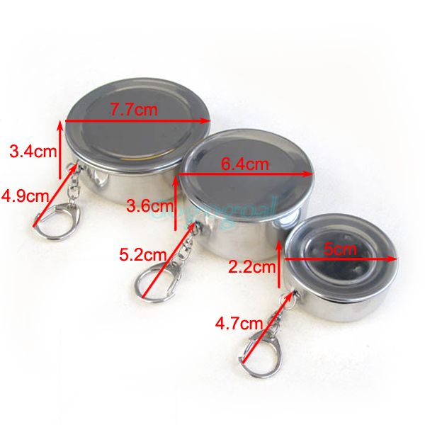 Stainless Portable Collapsible Folding Drink Cup Outdoor Travel Camping Keychain