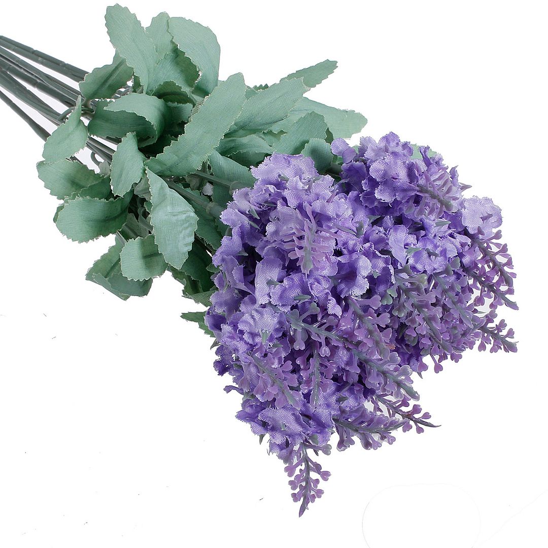 10 Heads Artificial Lavender Silk Flower Bouquet Wedding Home Party ...